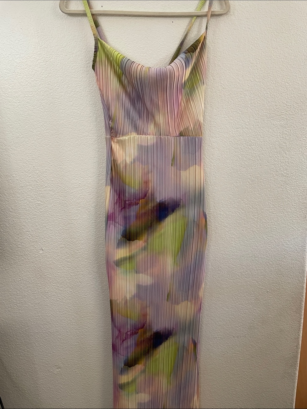 pretty little things Watercolor Pleated Slip Dress Lavender mermaid cocktail 2